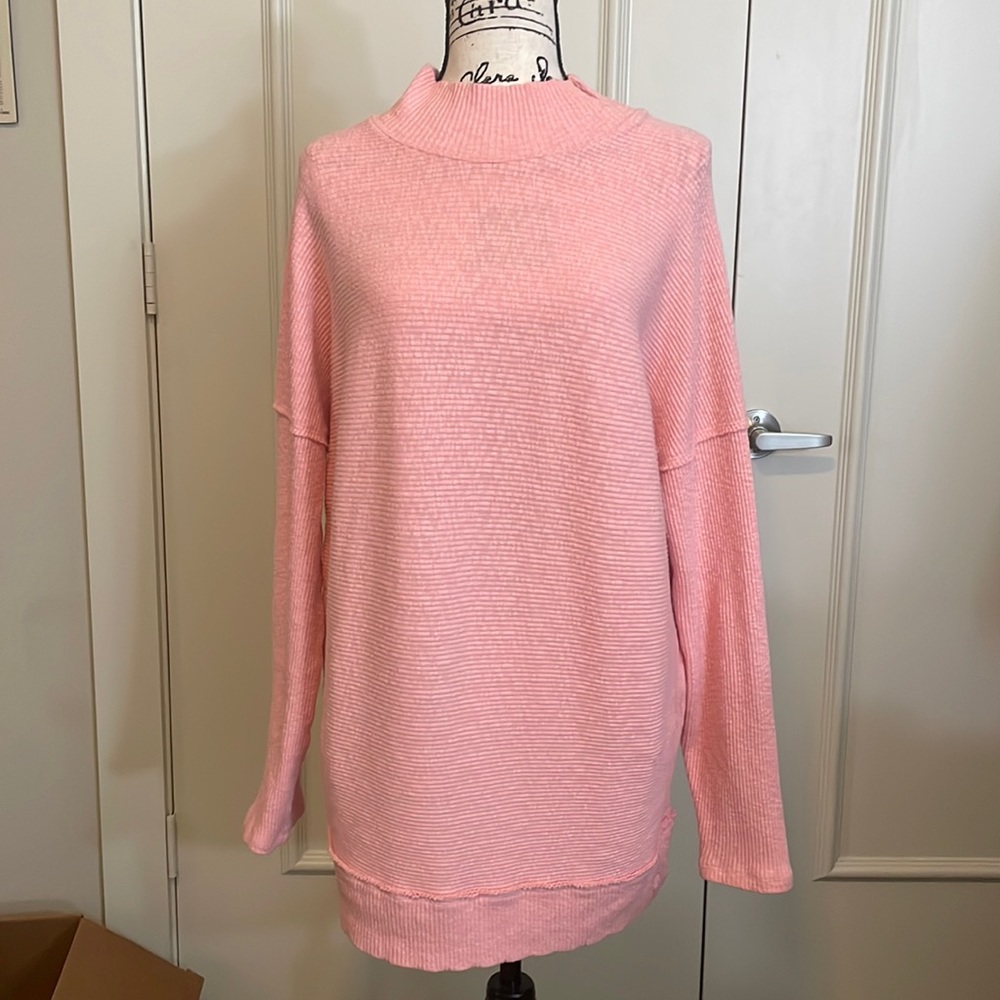 We the Free Free People oversized ribbed pink sweater